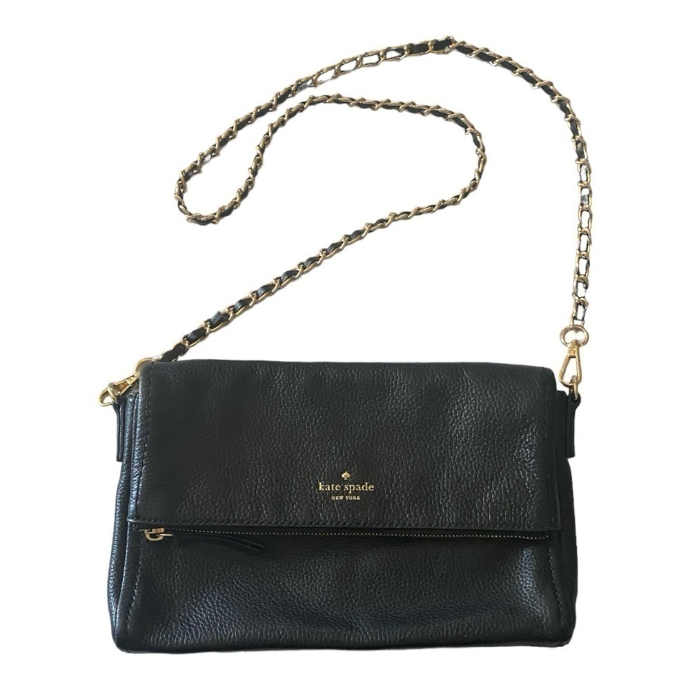KATE SPADE-BLACK FOLD OVER CROSSBODY BAG